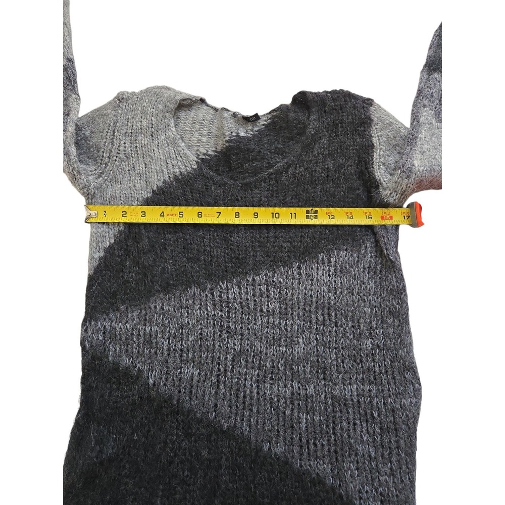 EILEEN FISHER Gray Color Block Mohair Blend V-Neck Pullover Sweater Size L‎ - Picture 5 of 12